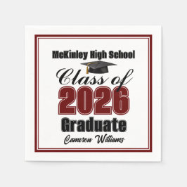 Personalized Maroon Class of 2026 Graduation Party Pappersservett