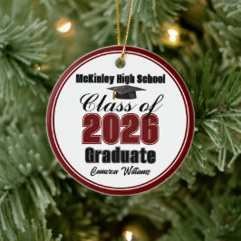 Personalized Maroon Class of 2026 Graduation Photo Julgransprydnad Keramik