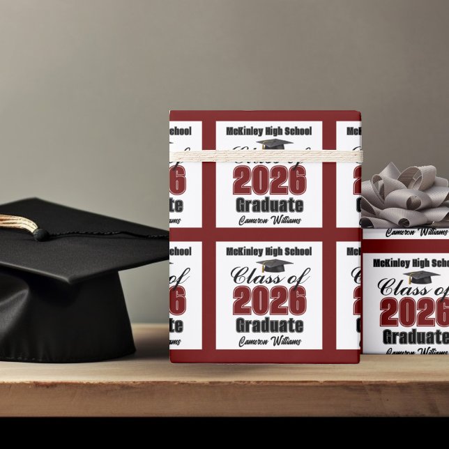 Personalized Maroon Class of 2026 Graduation Presentpapper (Skapare uppladdad)
