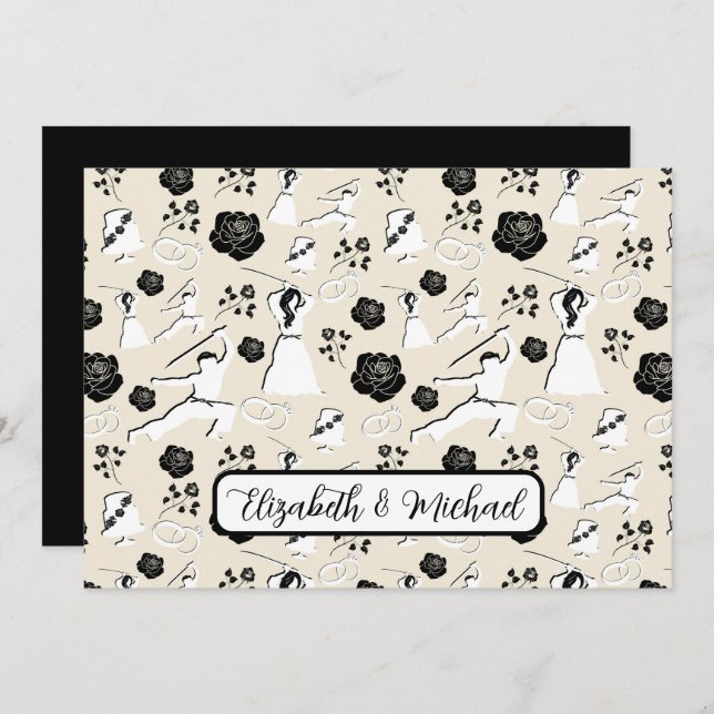 Personalized Martial Arts Wedding Note Card Anteckningskort (Fram/baksida)