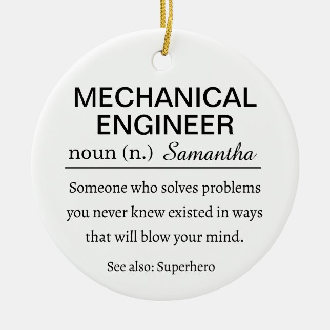 Personalized Mechanical Engineer Definition Julgransprydnad Keramik (Framsidan)