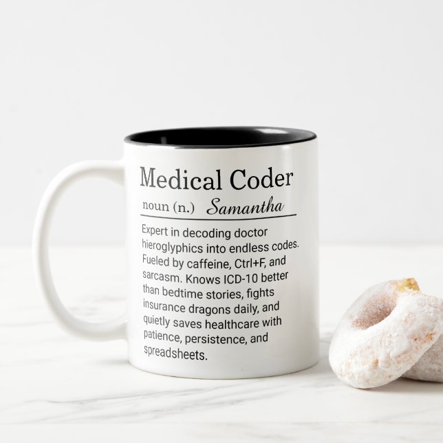 Personalized Medical Coder Funny Definition  Två-Tonad Mugg (Med munk)