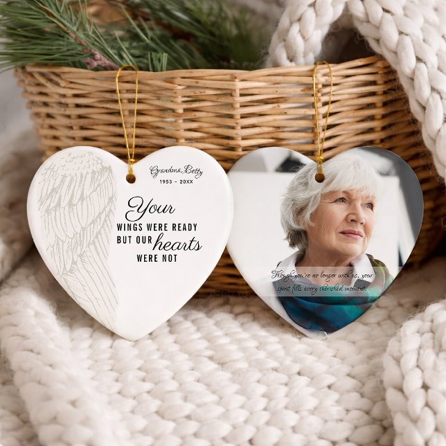 Personalized Memorial Photo Heart Julgransprydnad Keramik (Skapare uppladdad)