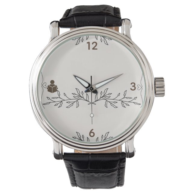 Personalized Men’s Vintage Black Leather Watch Armbandsur (Framsida)