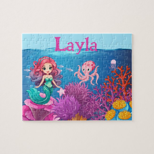 Personalized Mermaid Child Name Puzzle  Pussel (Horisontell)