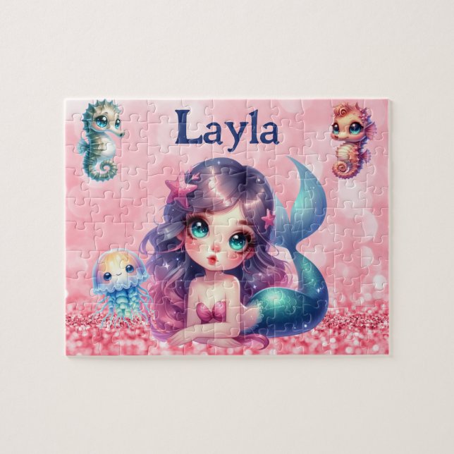 Personalized Mermaid Child Name Puzzle  Pussel (Horisontell)