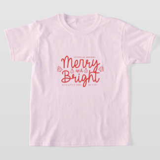 Personalized Merry and Bright Kids Christmas Holid T Shirt