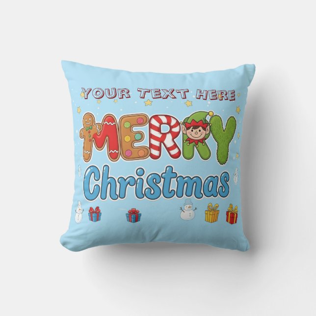Personalized Merry Christmas Custom Text Holiday  Kudde (Framsida)