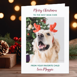 Personalized Merry Christmas Dog Mom Pet Photo Helgkort