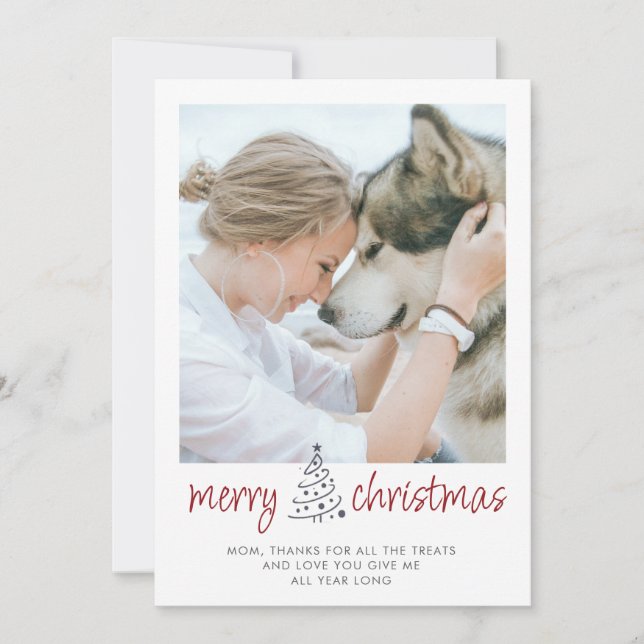 Personalized Merry Christmas Dog Mom Pet Photo Julkort (Framsida)