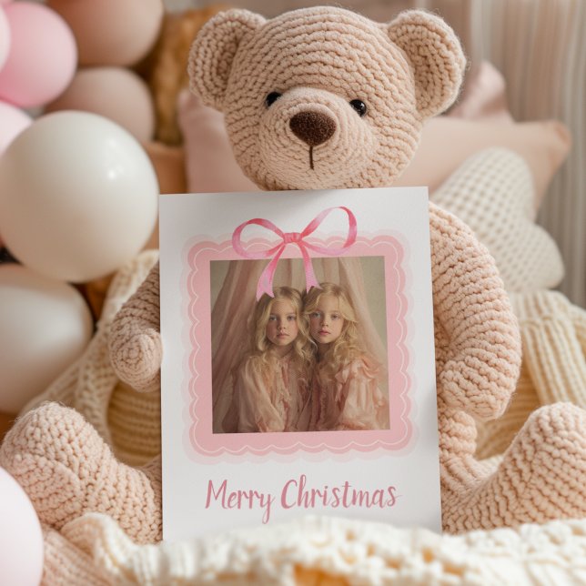Personalized Merry Christmas Family Photo Postcard Vykort (Skapare uppladdad)