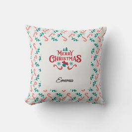 Personalized Merry Christmas Name Holiday Pillow Kudde