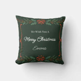Personalized Merry Christmas Name Holiday Pillow Kudde