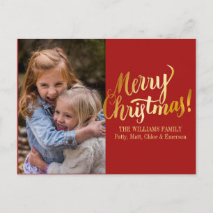 Personalized Merry Christmas Photo Postcard Helg Vykort