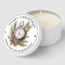 Personalized, Merry Christmas Pocket Watch, Greens