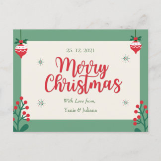 Personalized Merry Christmas Postcard Vykort