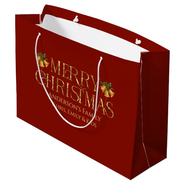 Personalized Merry Christmas Retro Gold Typography (Baksidan Vinklad)