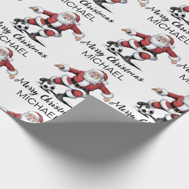 Personalized Merry Christmas Santa Claus Soccer    Presentpapper (Hörn)