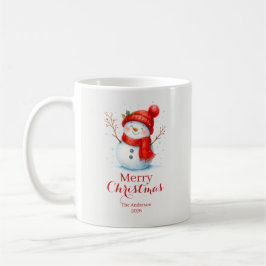Personalized Merry Christmas Snowman Custom Year  Kaffemugg