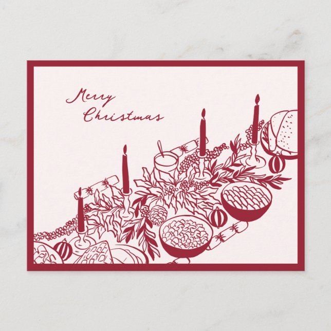 Personalized Merry Christmas Table Minimal Design Helg Vykort (Framsida)