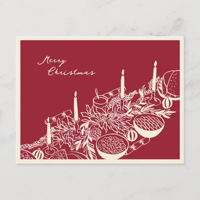 Personalized Merry Christmas Table Minimal Design Helg Vykort (Framsida)
