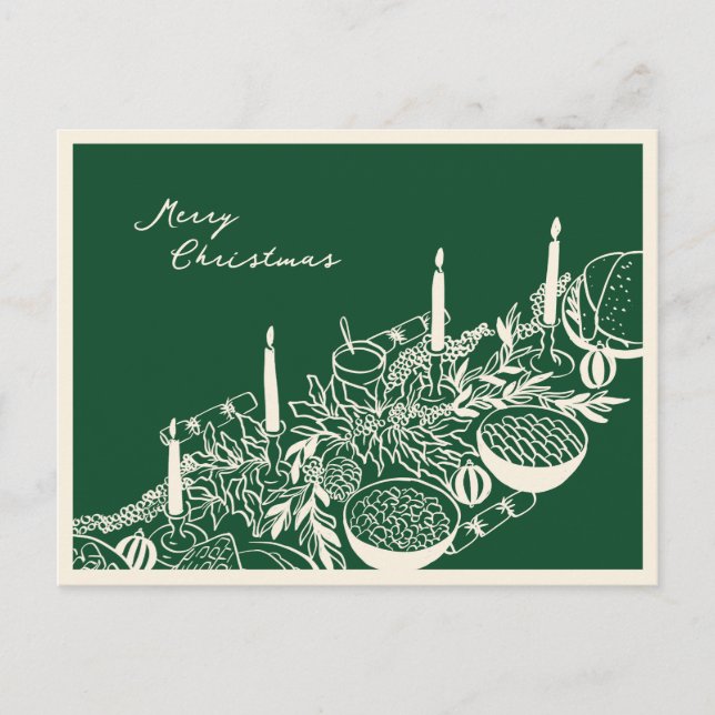 Personalized Merry Christmas Table Minimal Design Helg Vykort (Framsida)