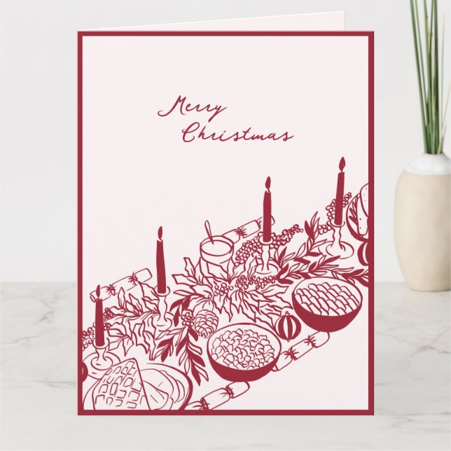 Personalized Merry Christmas Table Minimal Design Kort (Framsida)