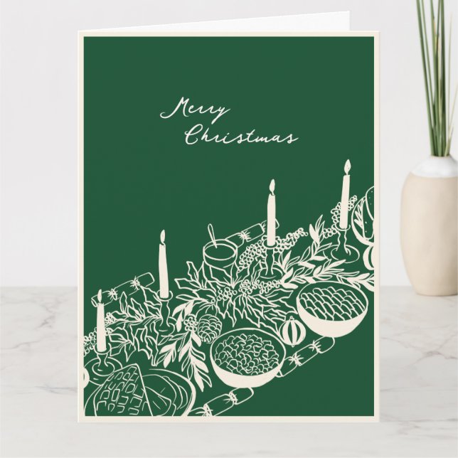 Personalized Merry Christmas Table Minimal Design  Kort (Framsida)