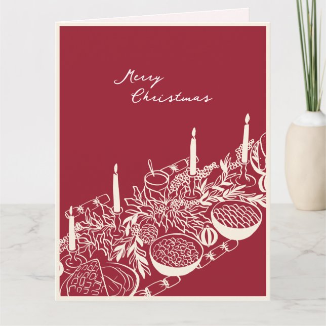 Personalized Merry Christmas Table Minimal Design  Kort (Framsida)