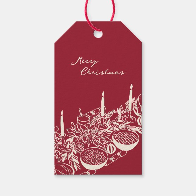 Personalized Merry Christmas Table Minimal Design Presentetikett (Framsidan)