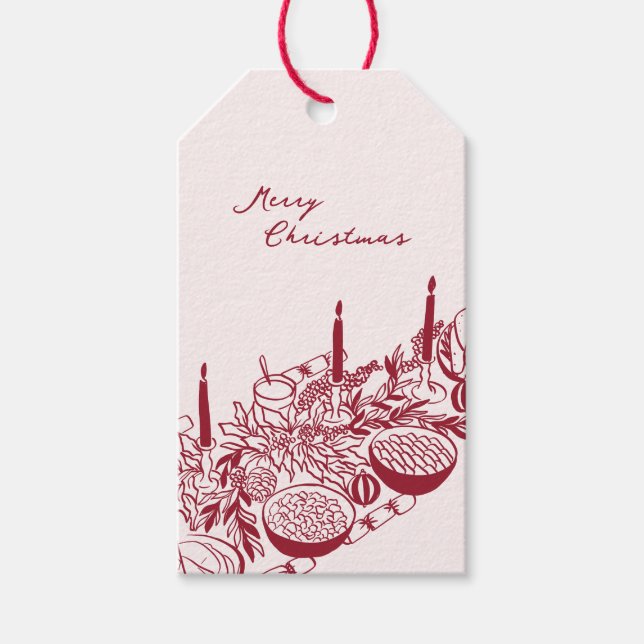 Personalized Merry Christmas Table Minimal Design Presentetikett (Framsidan)