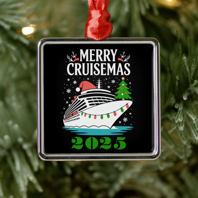 Personalized Merry Cruisemas Cruise Ship Family  Julgransprydnad Metall (Träd)