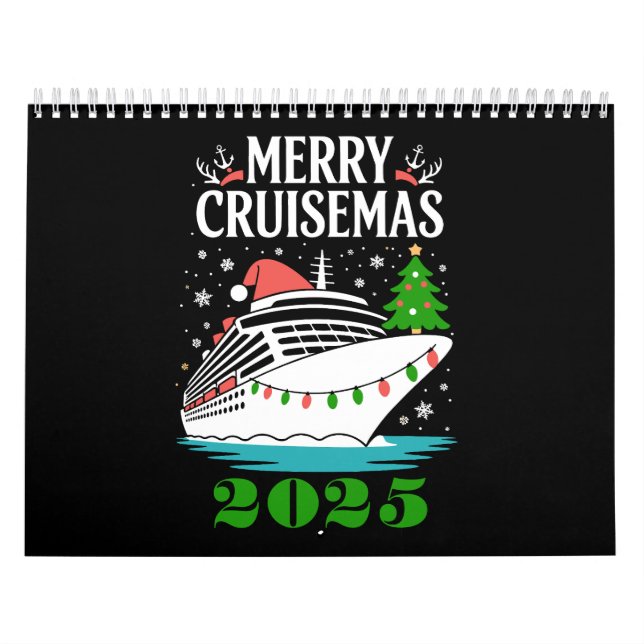 Personalized Merry Cruisemas Cruise Ship Family  Kalender (Omslag)