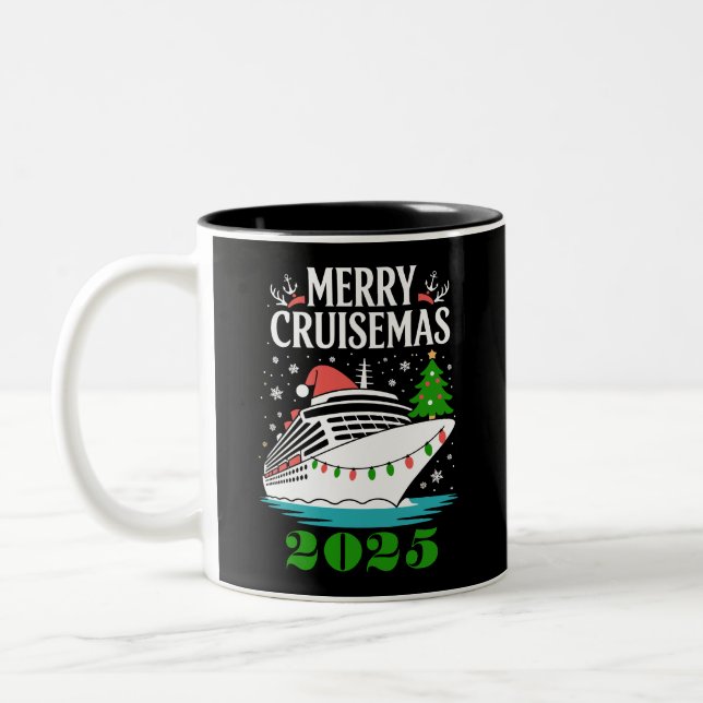 Personalized Merry Cruisemas Cruise Ship Family  Två-Tonad Mugg (Vänster)