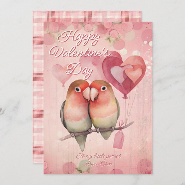 Personalized Message Parrot Animal Valentines Day Julkort (Fram/baksida)