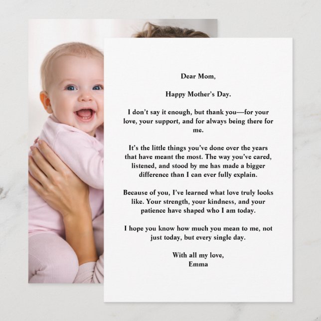 Personalized Message Photo Mother’s Day Card Kort (Fram/baksida)