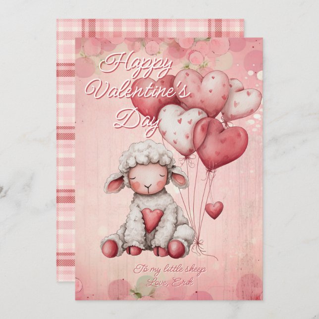 Personalized Message Sheep Animal Valentines Day Julkort (Fram/baksida)