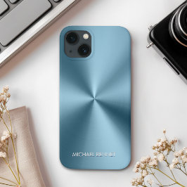 Personalized Metallic Radial Blue Texture