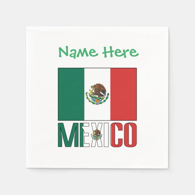 Personalized Mexico Flag Party Paper Pappersservett (Framsidan)