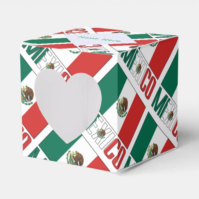 Personalized Mexico Flag Tiled Heart Presentaskar (Framsidan Sidan)