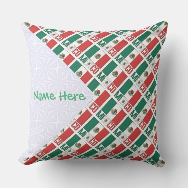Personalized Mexico Flag Tiled Kudde (Framsida)