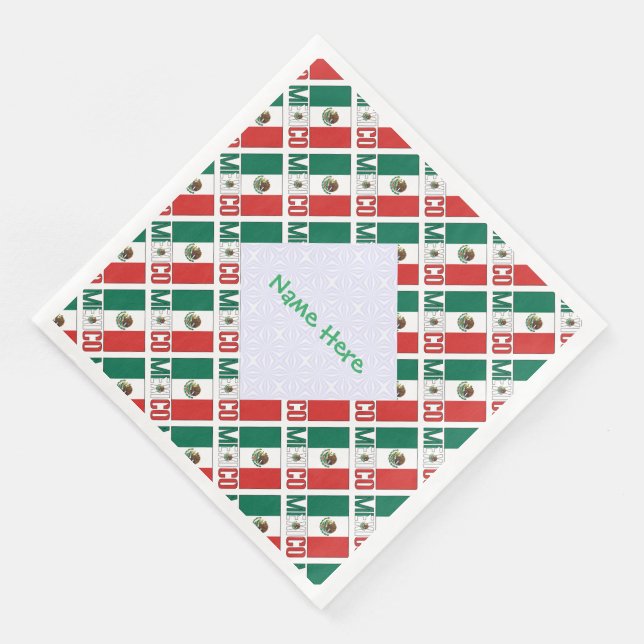 Personalized Mexico Flag Tiled Pappersservett (Hörn)