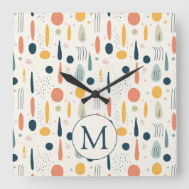Personalized Minimal Abstract Boho Pastel Colors P Fyrkantig Klocka