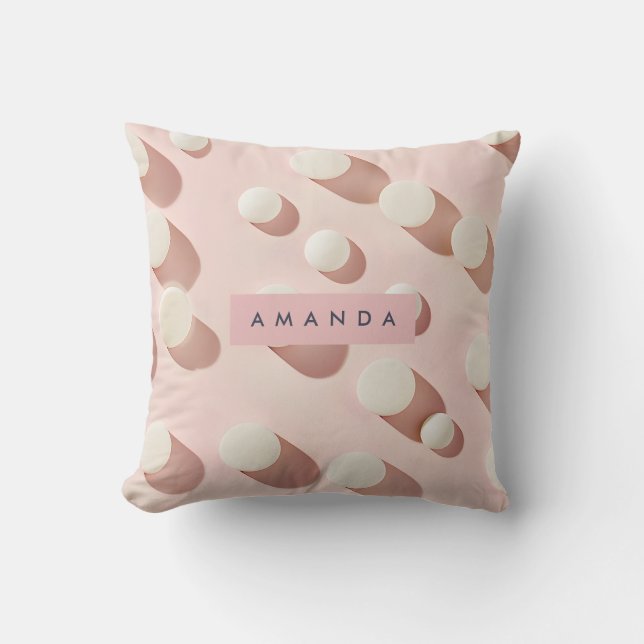 Personalized Minimal Blush Pink Circles Style Kudde (Framsida)