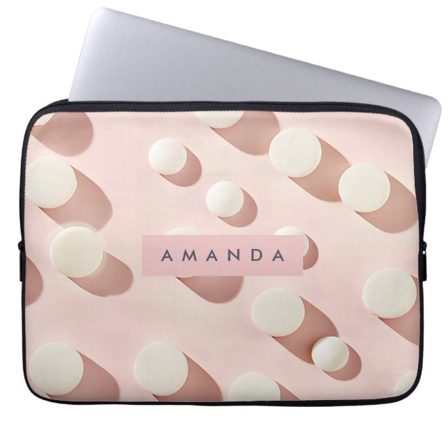 Personalized Minimal Blush Pink Circles Style Laptop Fodral (Framsidan)
