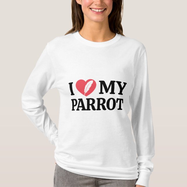 Personalized Minimal Parrot Love Typography T Shirt (Framsida)