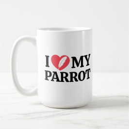 Personalized Minimal White Parrot Love Quote Kaffemugg
