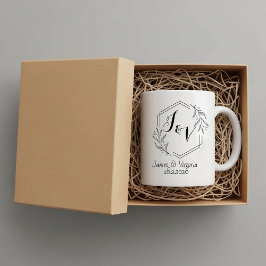 Personalized minimalist, couples initials wedding kaffemugg