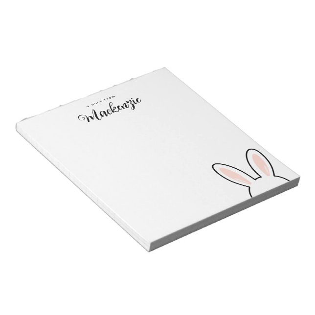 Personalized  Minimalist Cute Bunny Ears Easter Anteckningsblock (Vinklad)