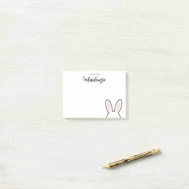 Personalized  Minimalist Cute Bunny Ears Easter Post-it Block (On Desk)